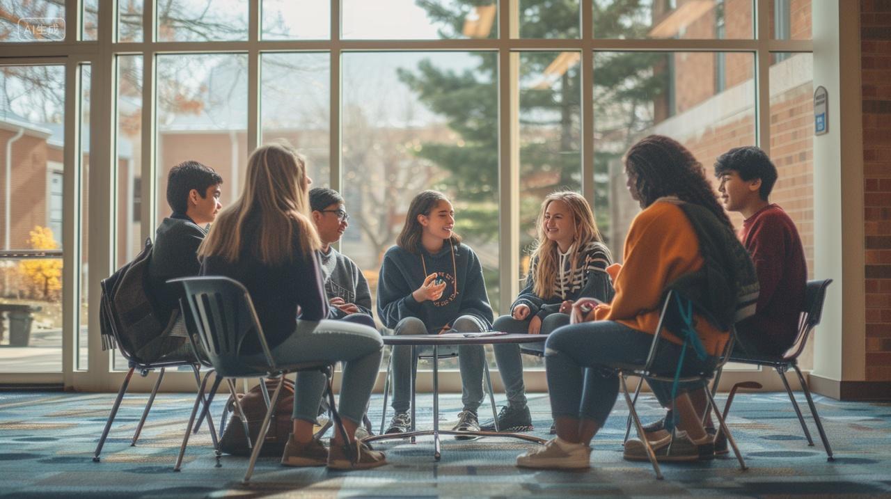 学校里一群正交流学习问题的大学生