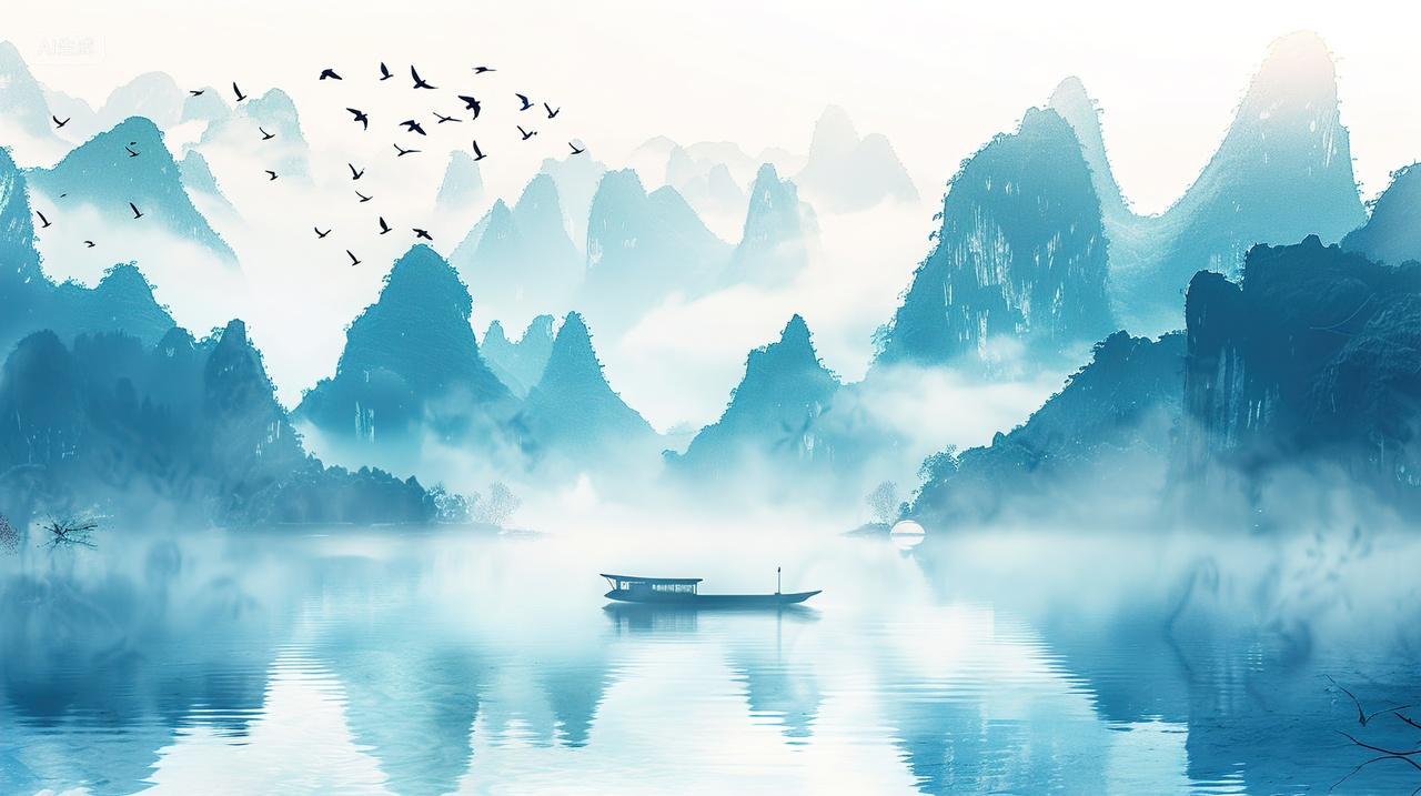 高级简约写意山水画