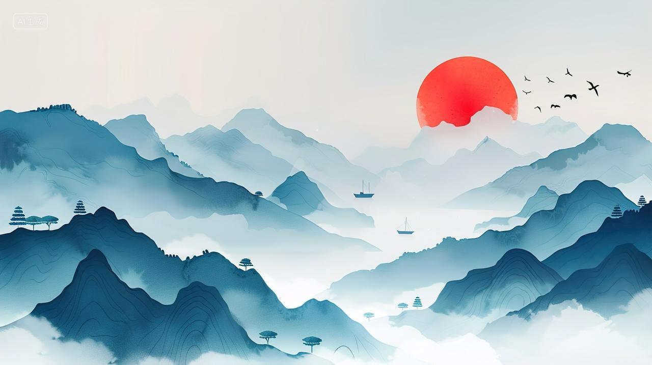 高级简约山水画