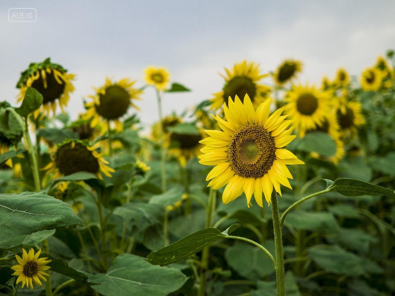 灿烂的黄色向日葵太阳花鲜花盛放花海