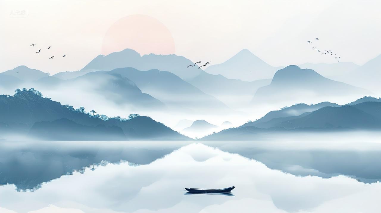 高级简约中国山水画背景