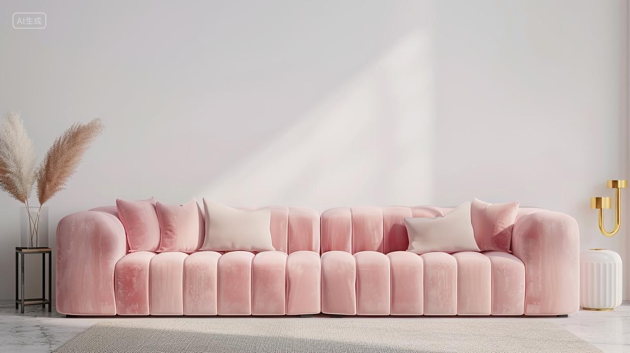 高级简约室内粉色沙发