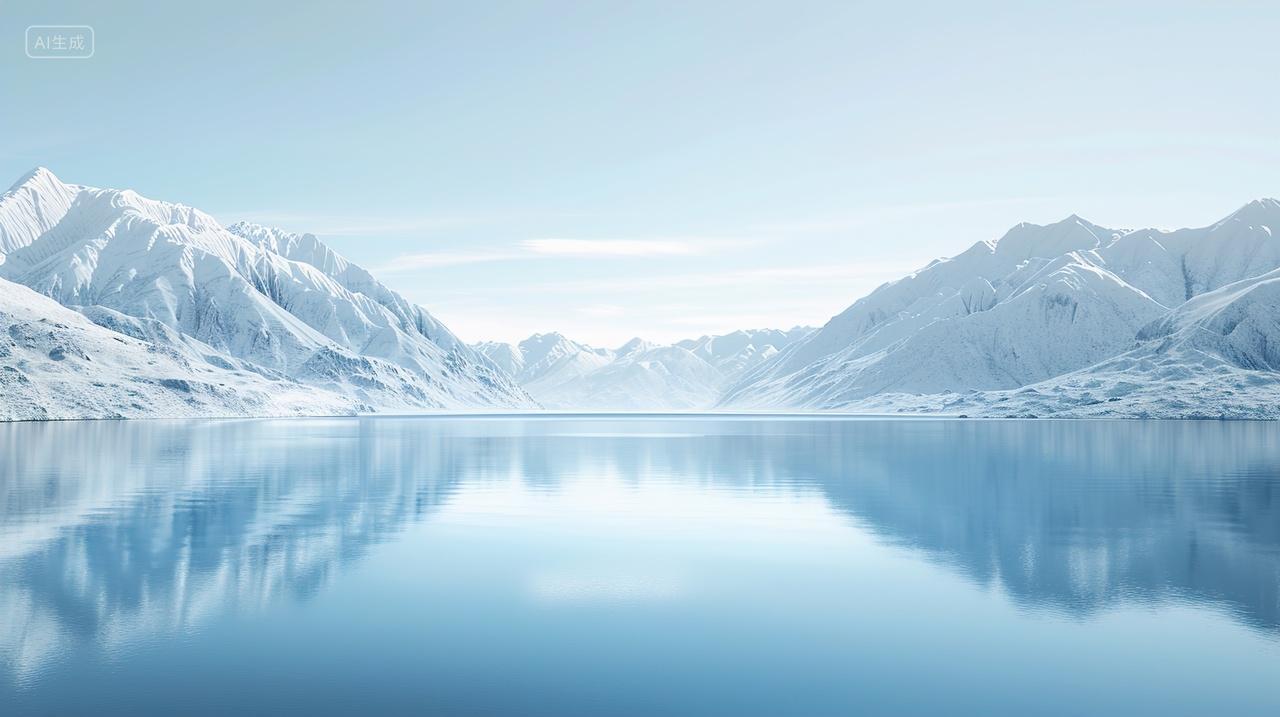 高级简约雪山湖水背景