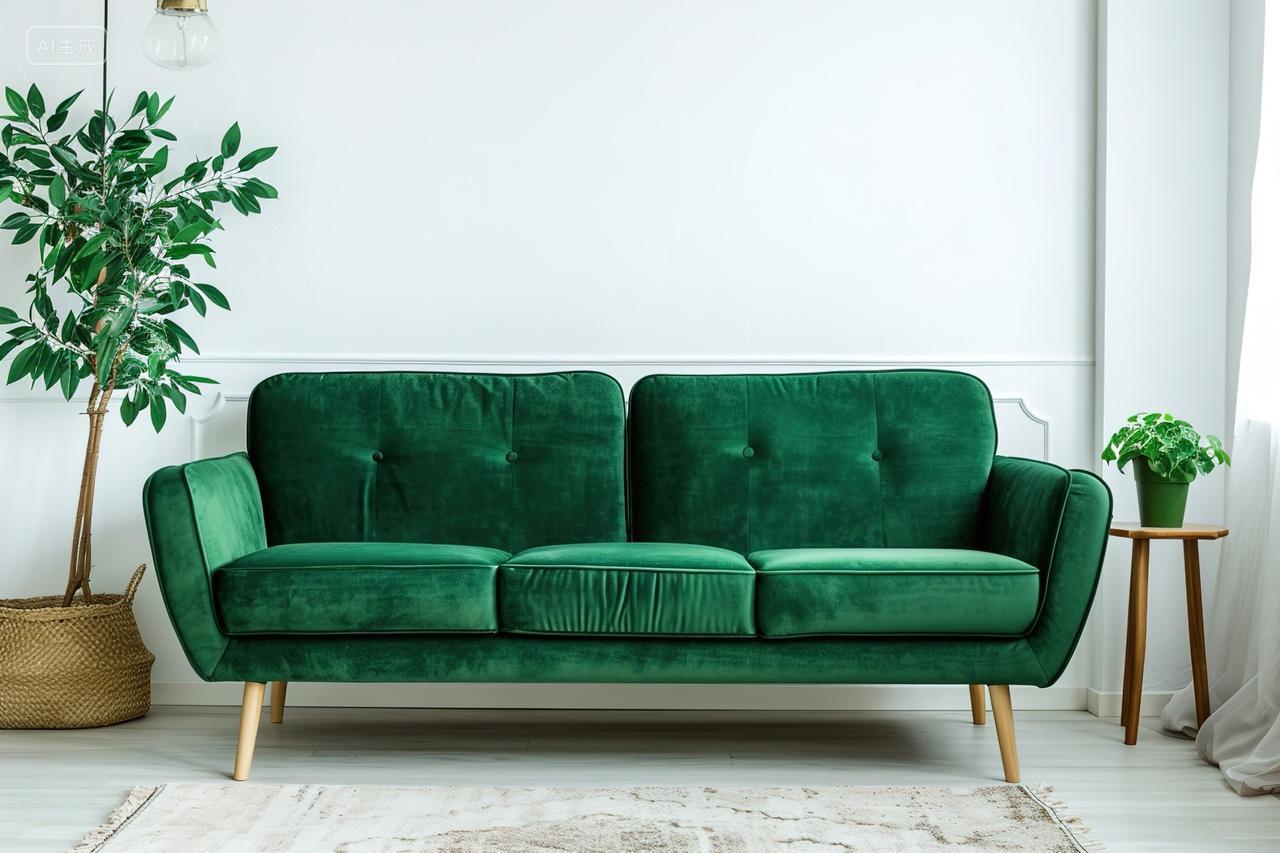 高级简约室内绿色沙发