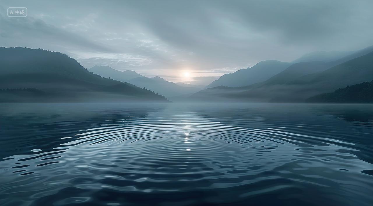 高级简约山湖波纹背景