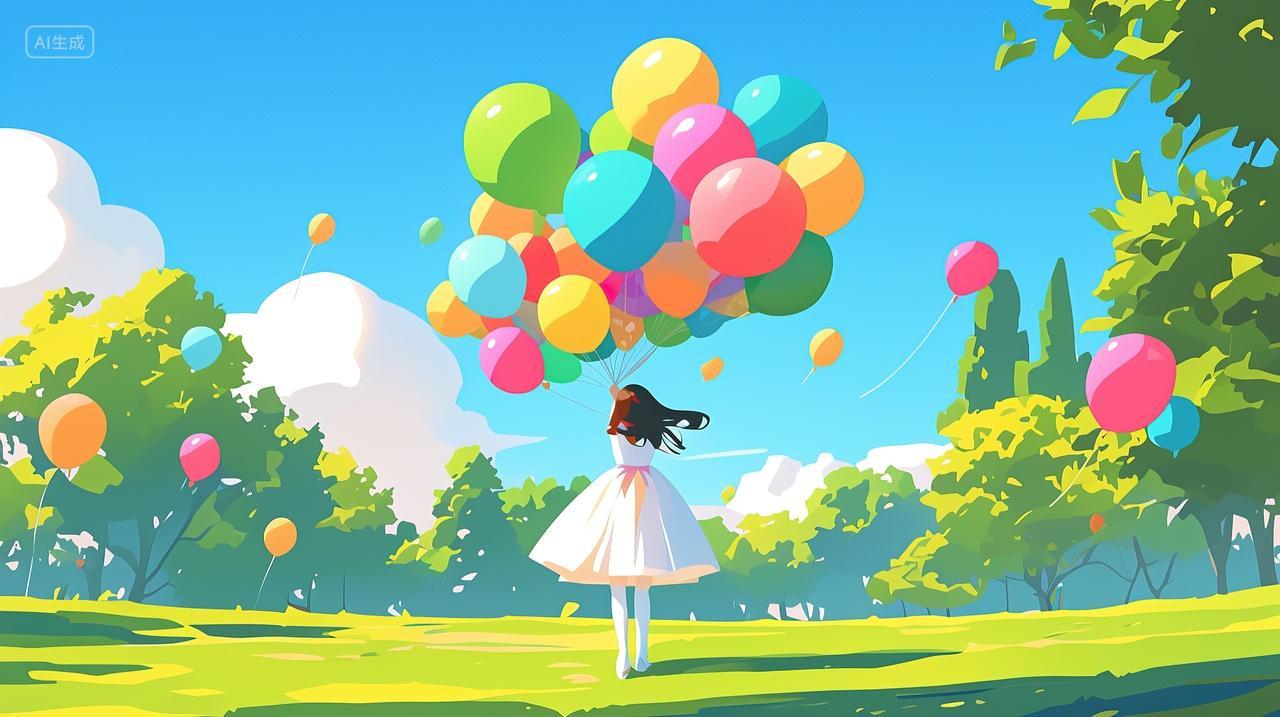 六一儿童节气球卡通儿童背景