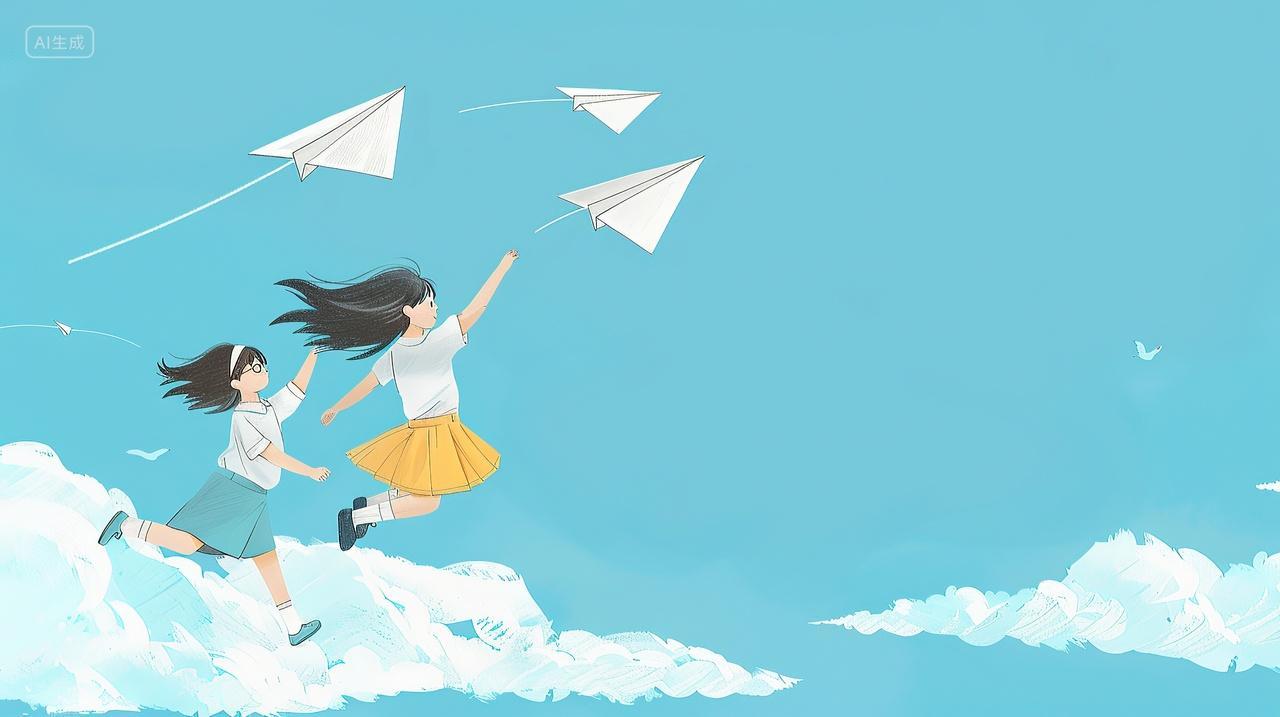 六一儿童节里的纸飞机背景