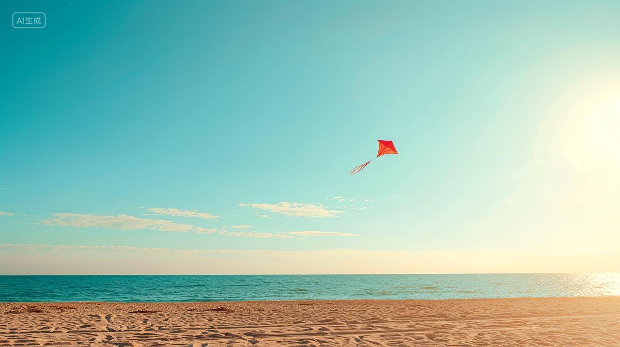 风筝翱翔海天之间