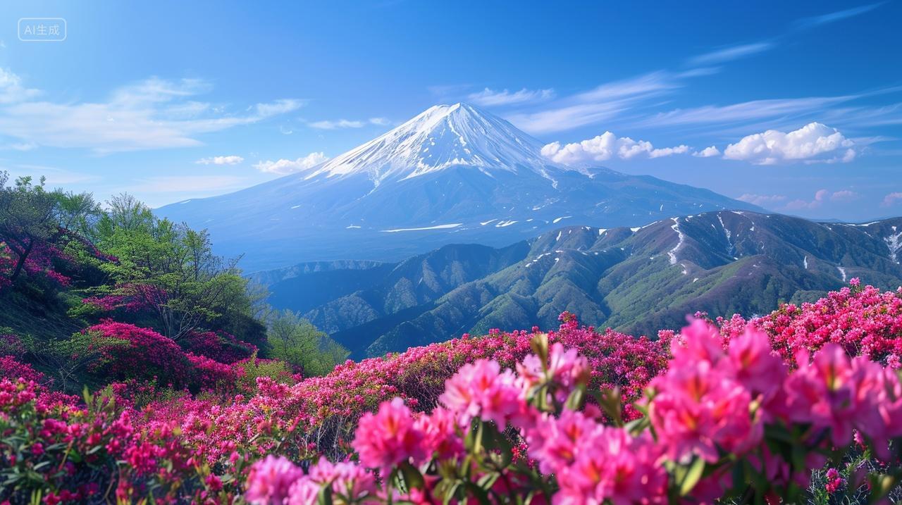 雪山之下杜鹃盛放映山红