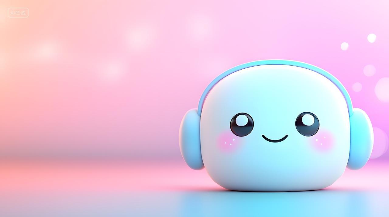 戴着耳机面带笑脸可爱卡通