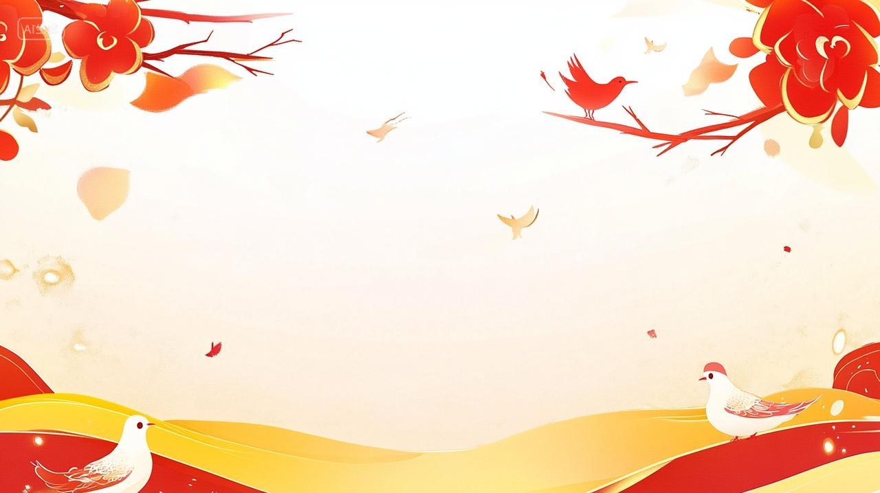 国庆鸽子红色卡通节日背景
