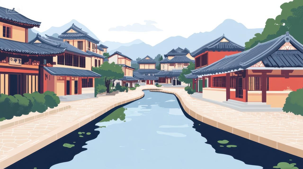 沿河而建的中国江南古建筑