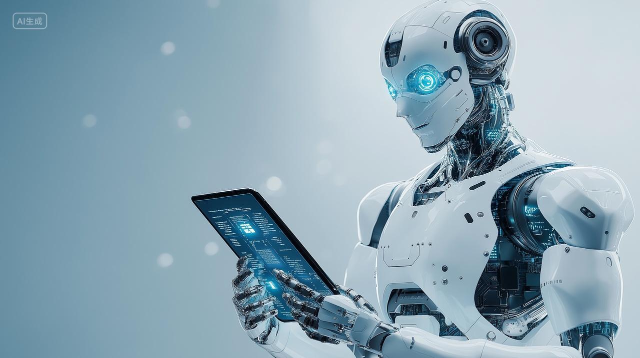 AI人工智能机器人使用平板电脑