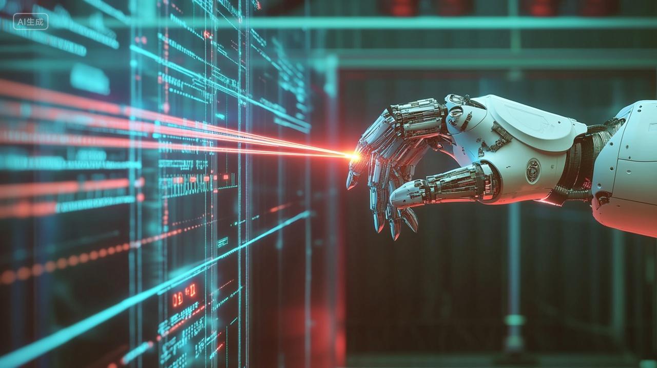 人工智能机器人手臂手指触摸屏未来科技