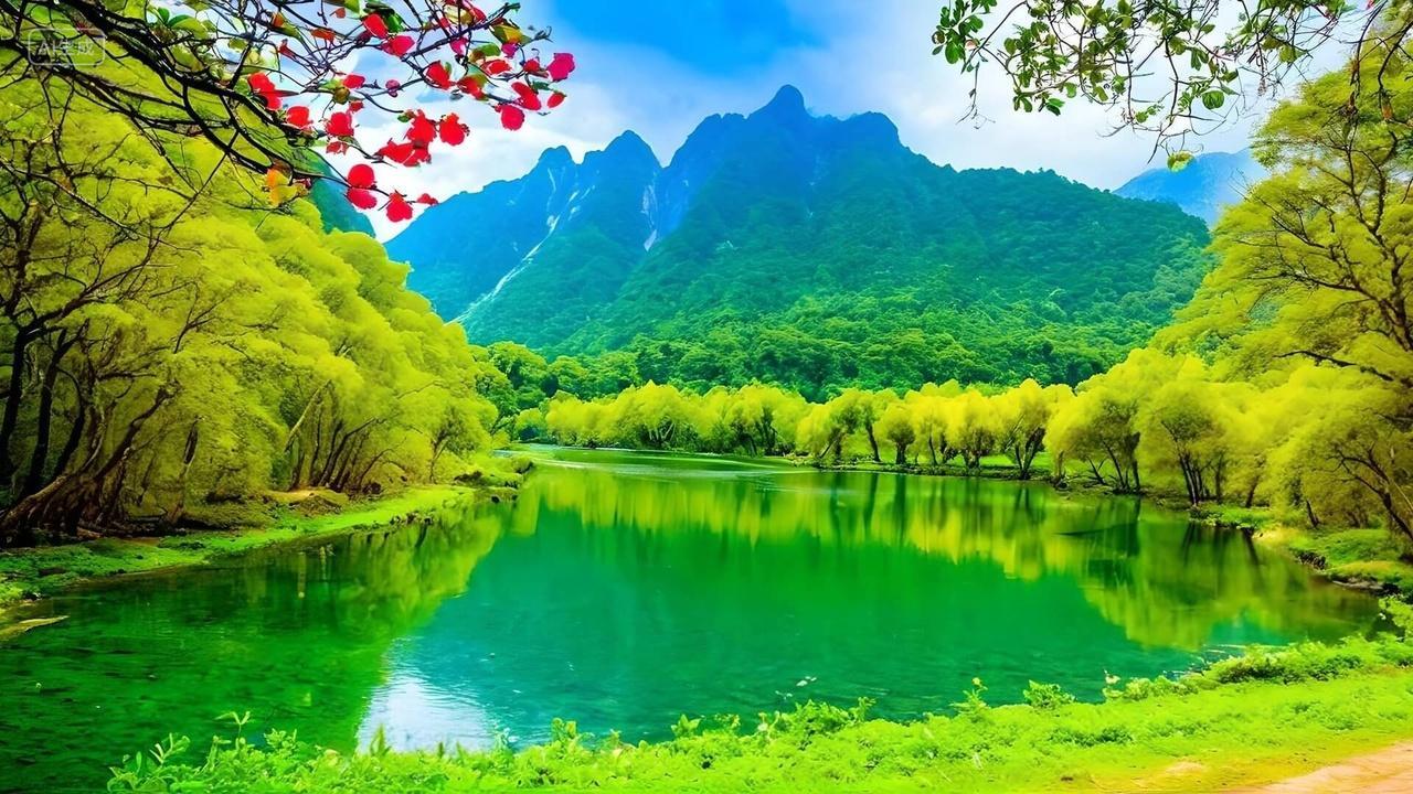 祥和自然的绿水青山自然风景壁纸