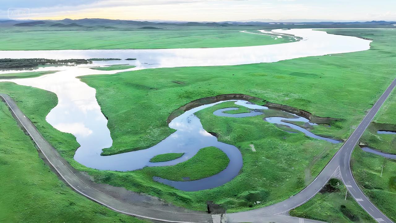 壮观美丽的绿色草原河流自然风光电脑壁纸