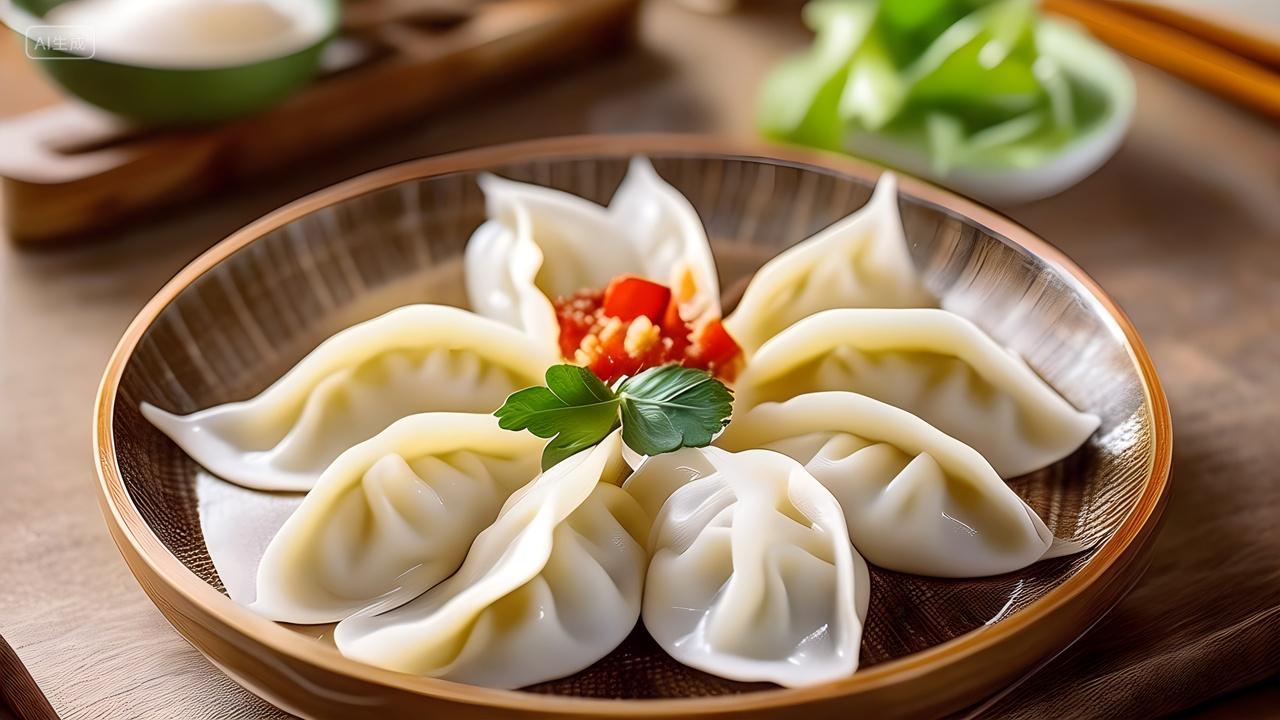 一碟水饺饺子蒸饺中式早餐店菜单图