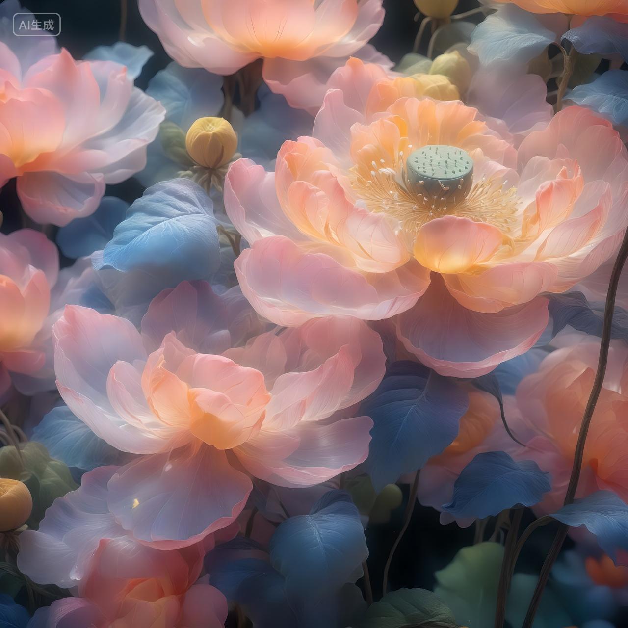 花盛夏盛开莲花莲子梦幻色彩伏天节气