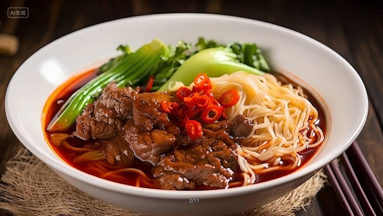 香辣红烧牛肉拉面摄影图AI写实写真食物食材元素素材