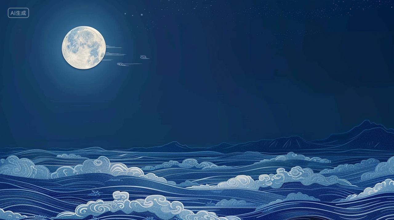 云彩上皎洁月光中秋节背景