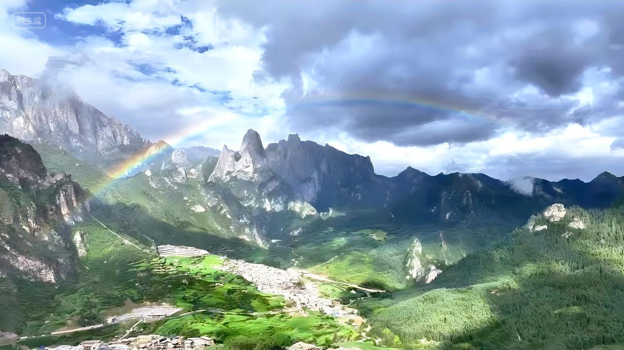 甘肃扎尕那彩虹雨过天晴