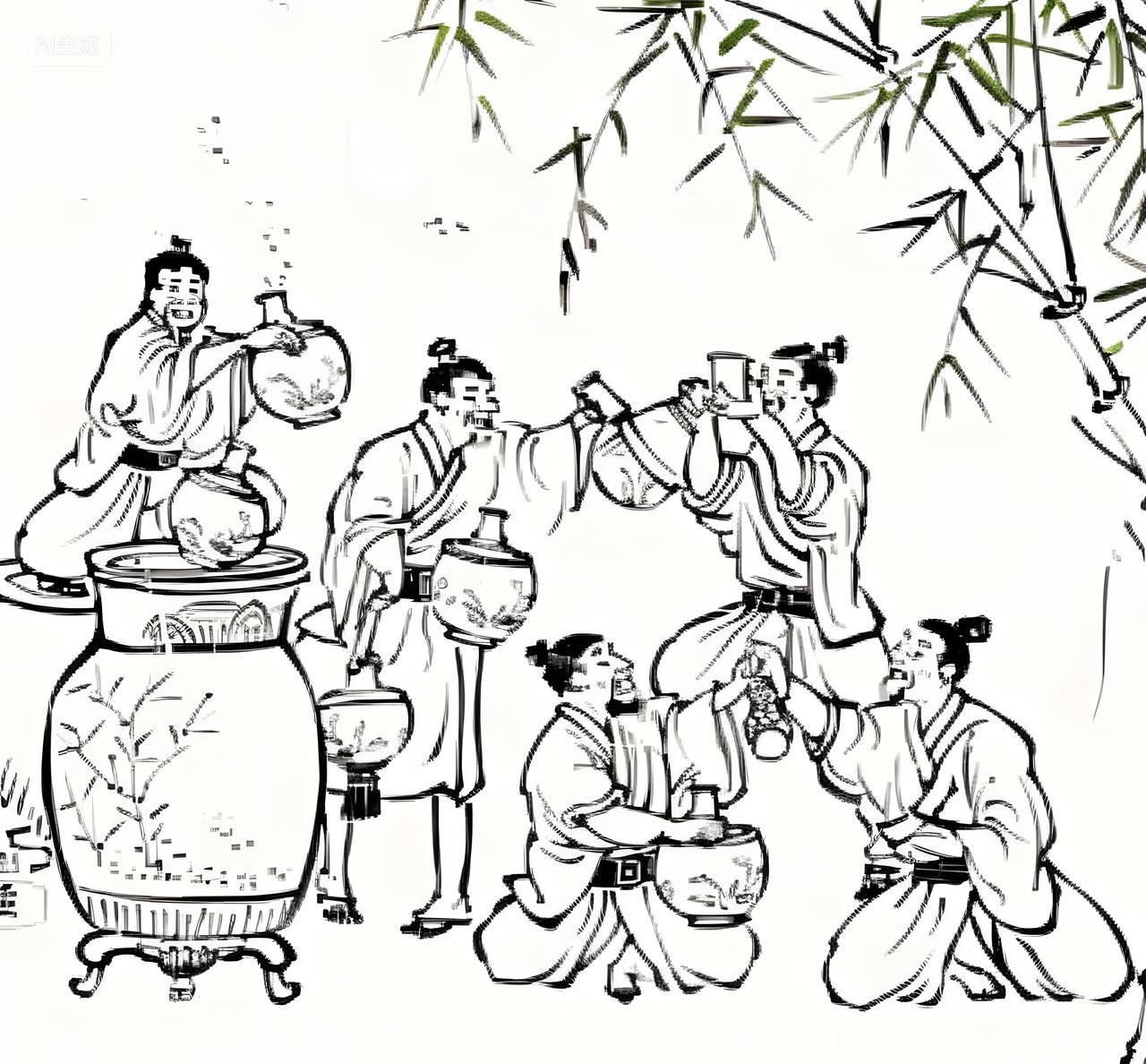 酒业古风风格酒文化酿酒步骤装坛的图片