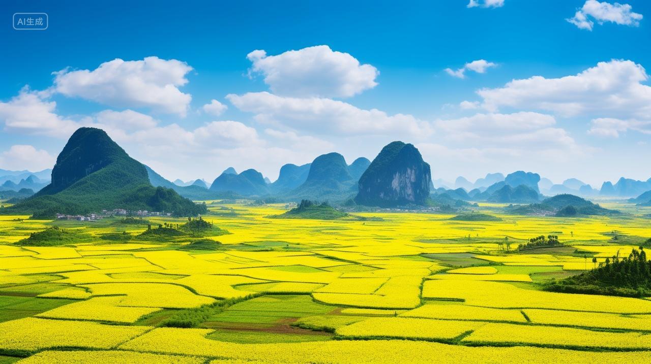 云南罗平油菜花花海花田十万大山旅游风景