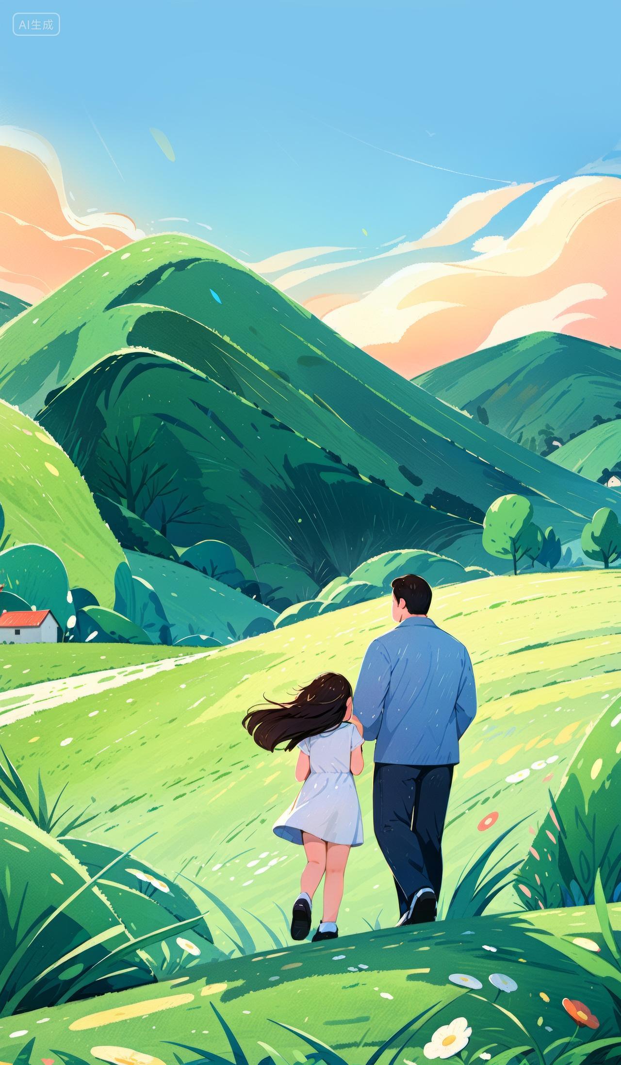 原创父亲节插画海报