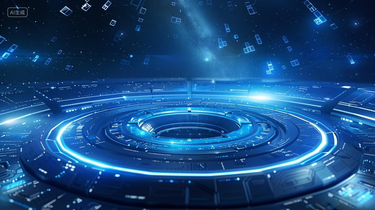 蓝色科技圆台科技背景图