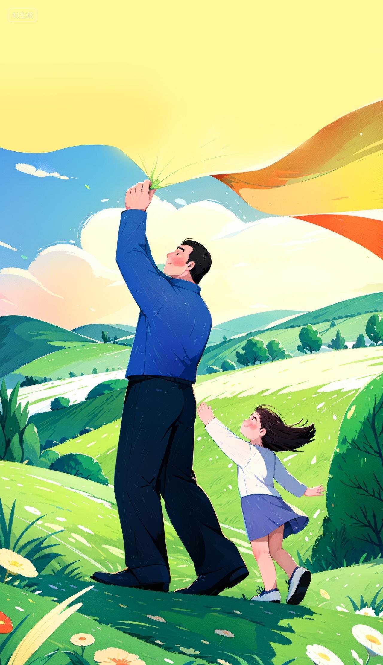 插画父亲节海报