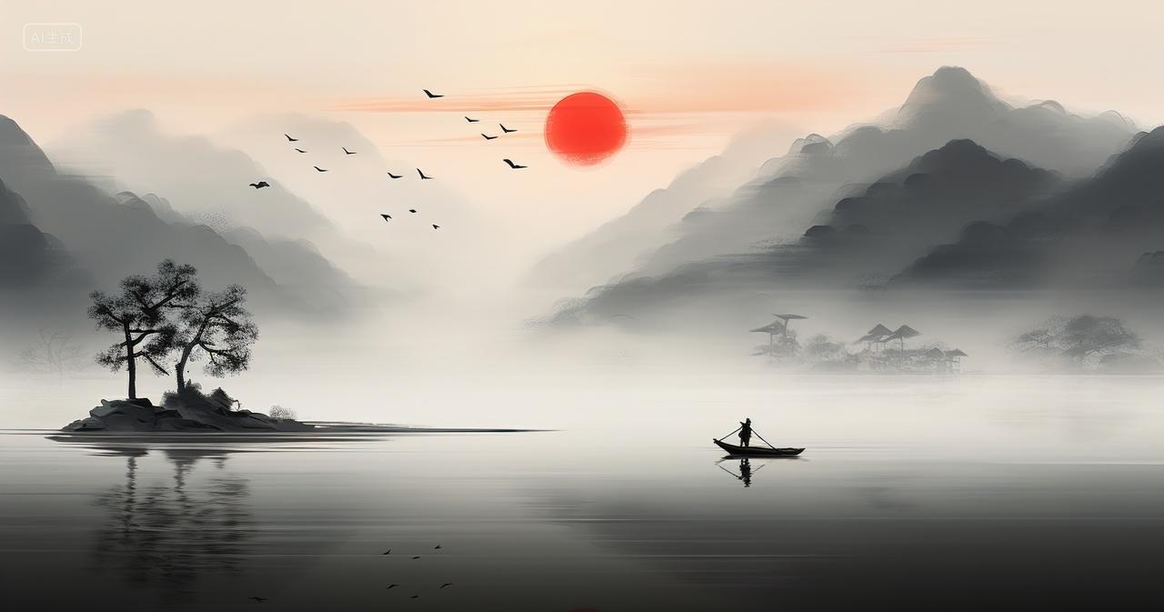 高级简约中式山水画