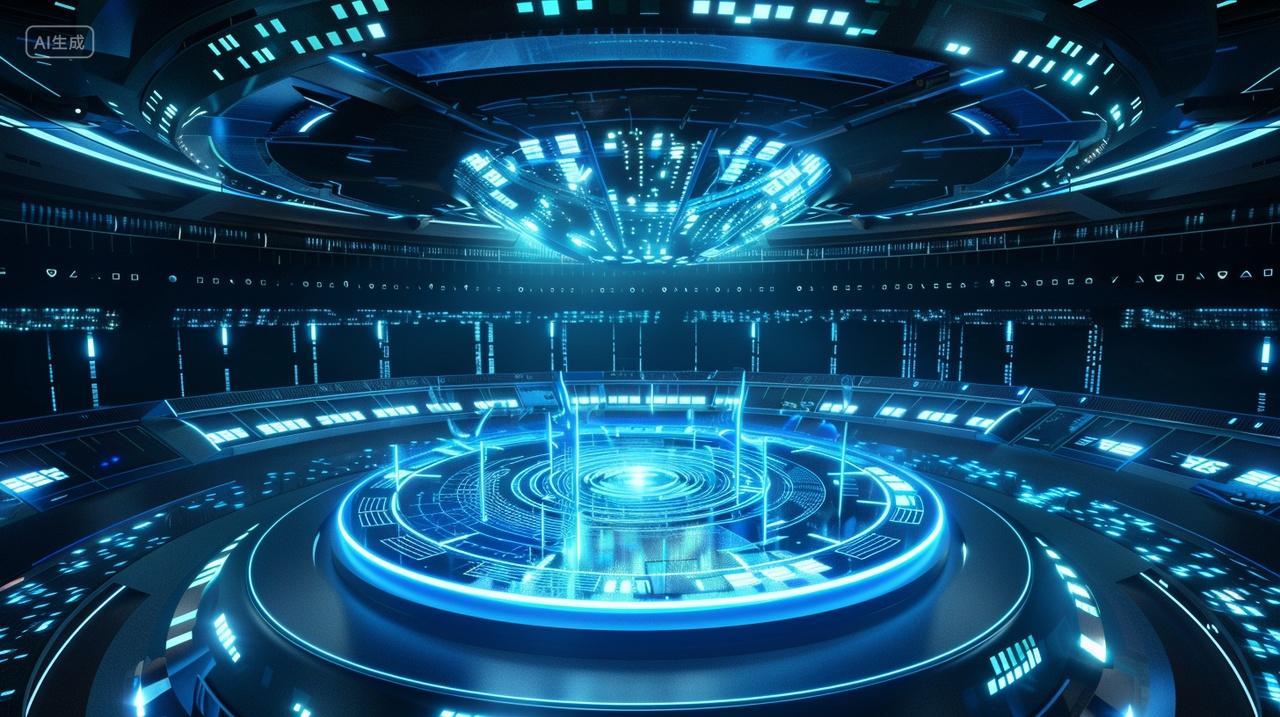 蓝色发光科技圆科技背景图