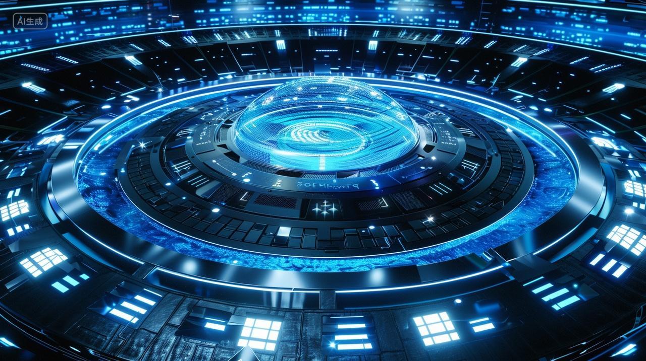 蓝色发光科技圆科技背景图