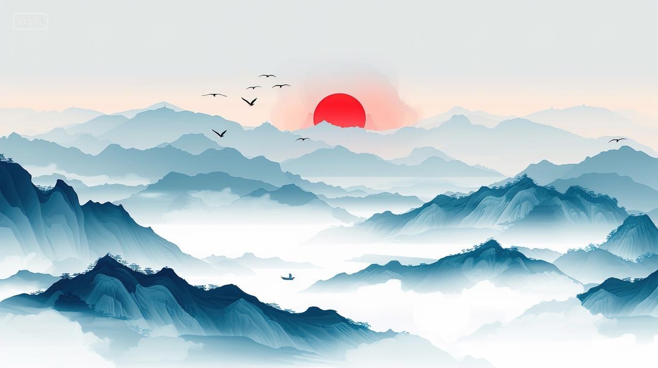 高级简约意境山水画