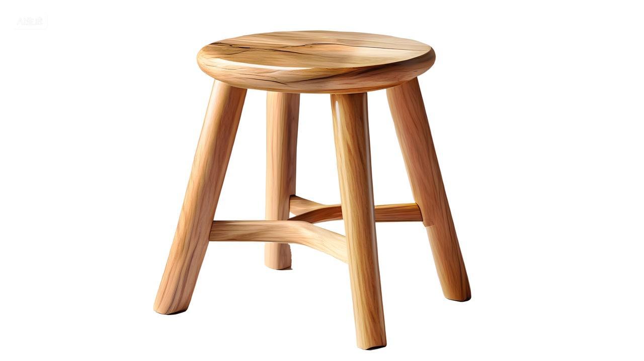 高清白色背景图片木凳子圆形木凳