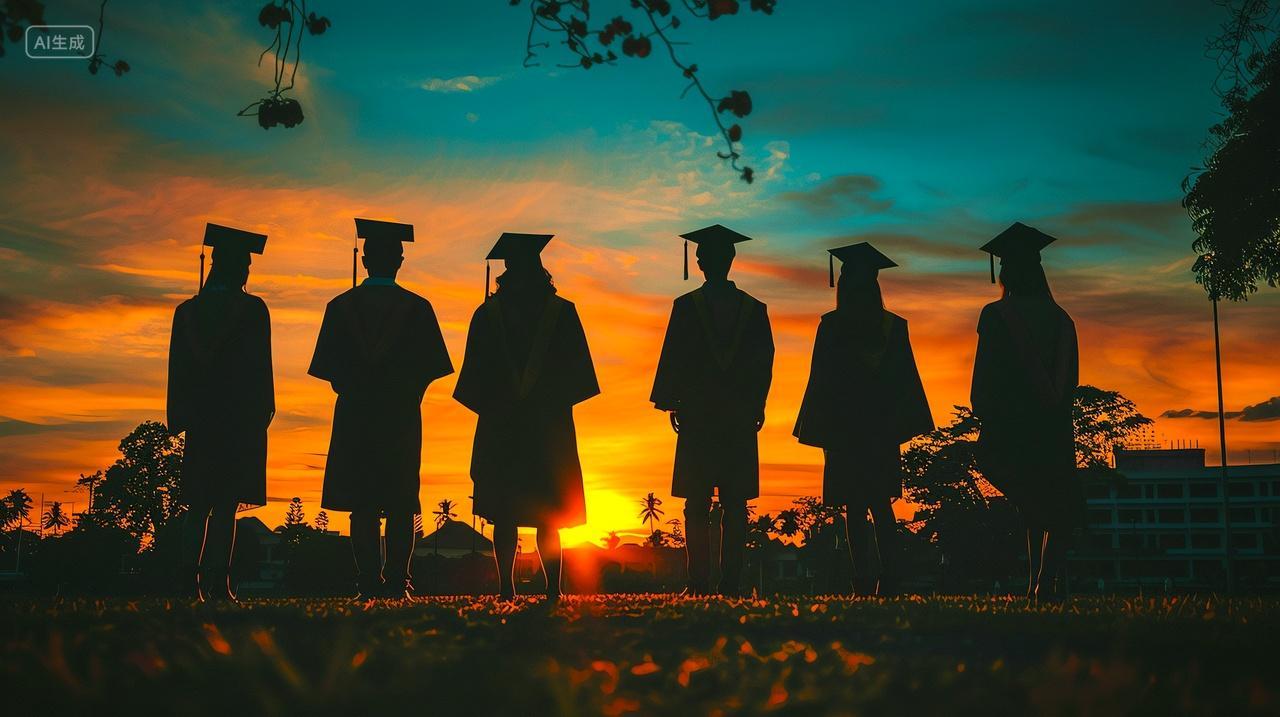 毕业季人物剪影背景