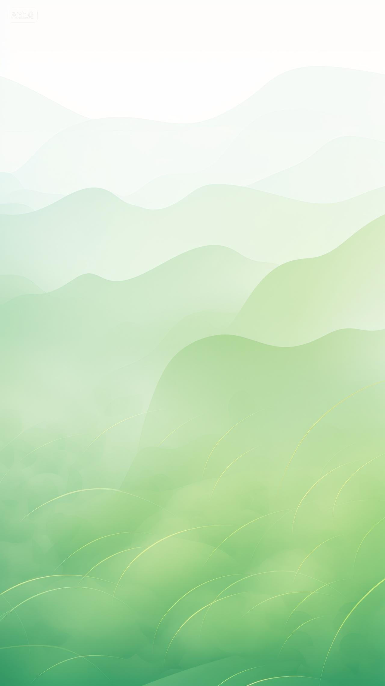 写意绿色波浪山脉意境山水