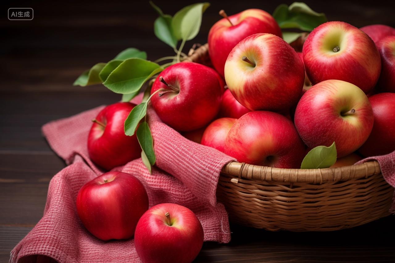 一框新鲜红苹果果蔬丰收图餐饮美食