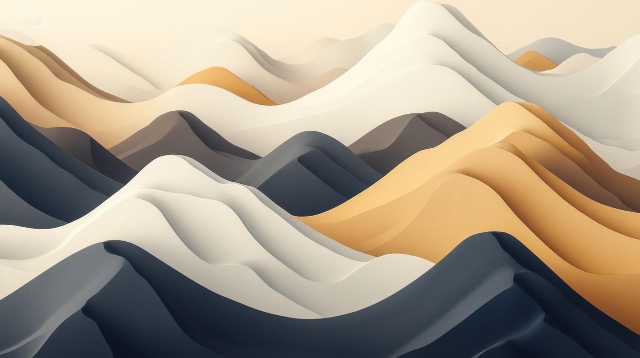 简约抽象的剪纸风连绵不绝的山脉