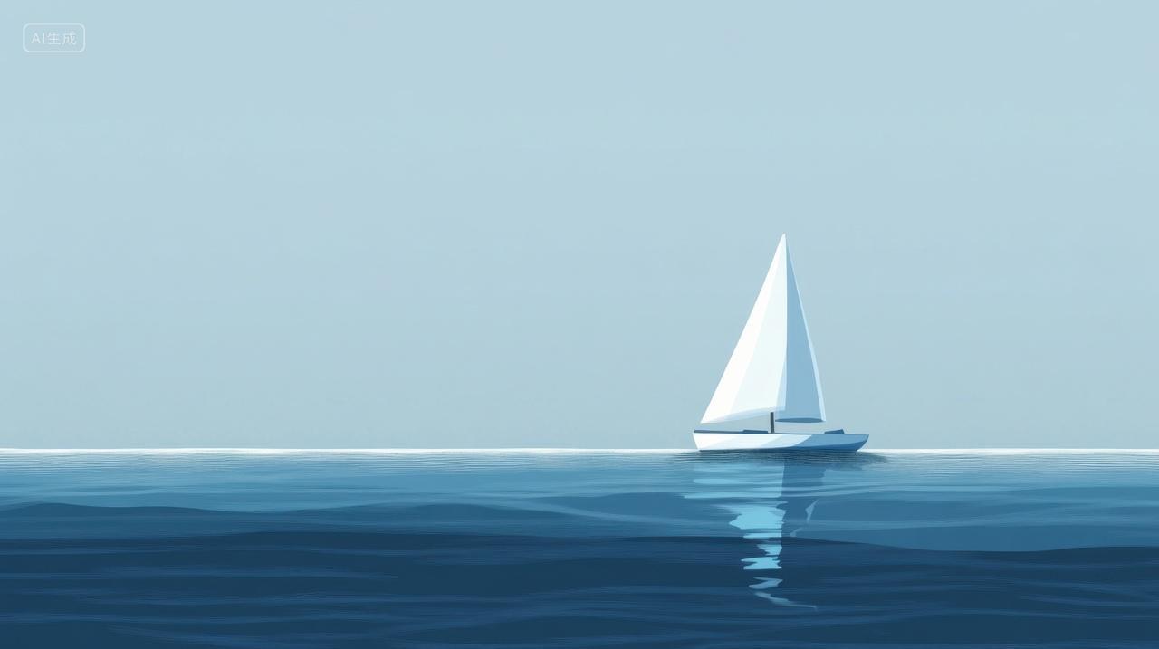 海上航行的孤独帆船插图