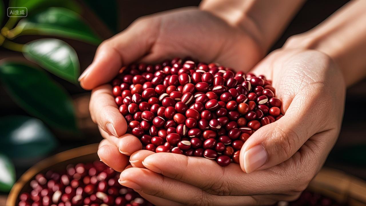 手捧红豆相思豆七夕情人节520