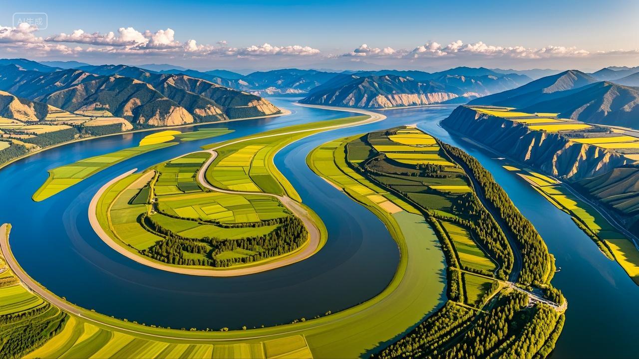 中国长江青山绿水航拍风景壁纸