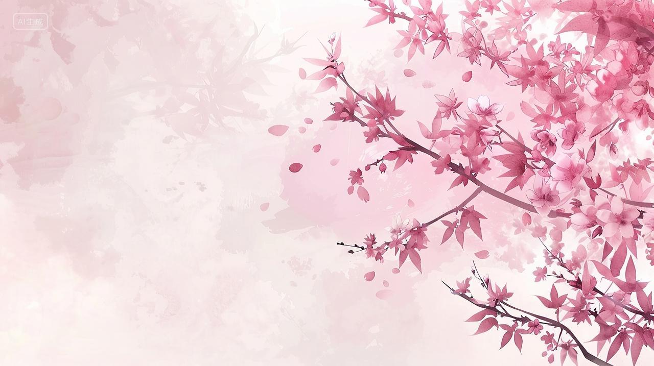 水墨桃花简约复古背景