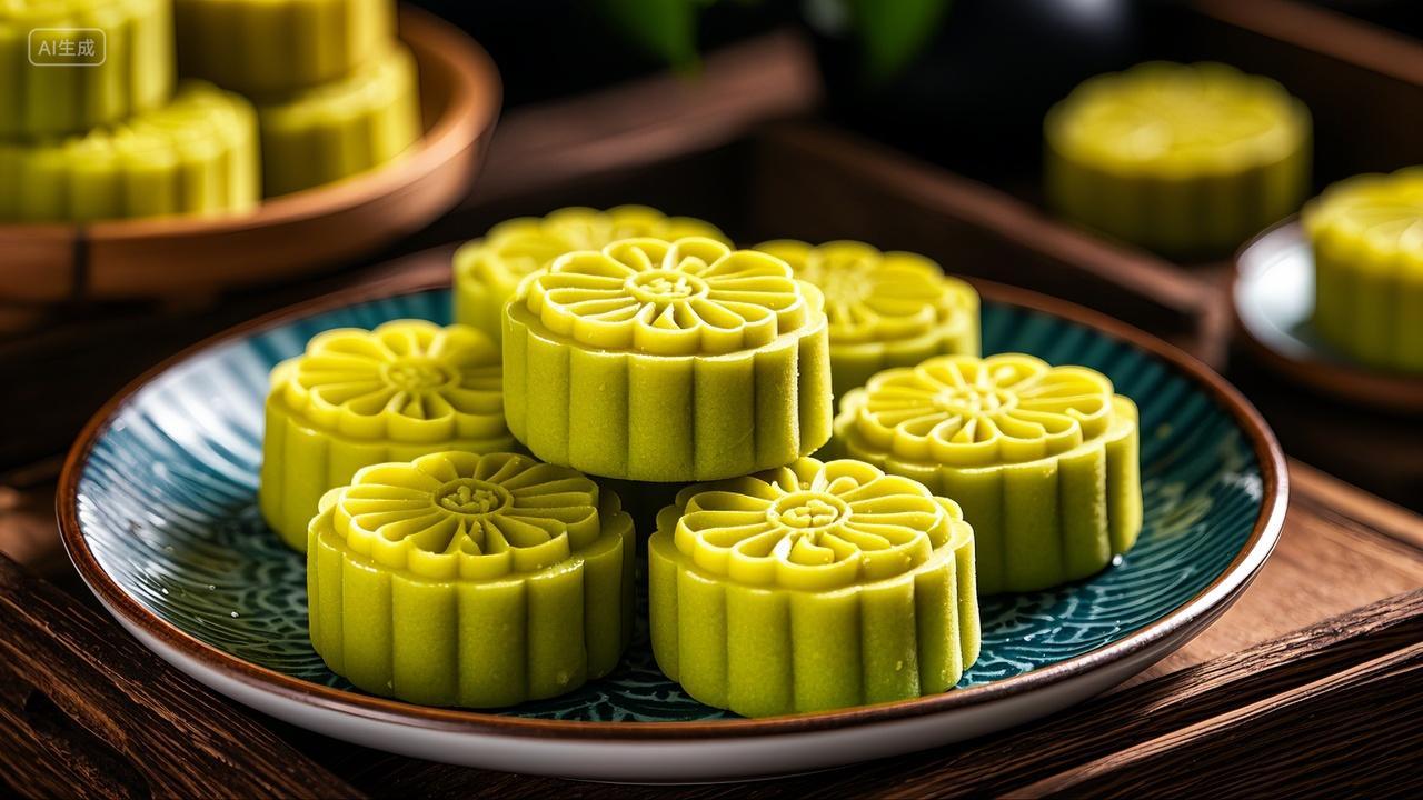 绿豆糕点零食甜品夏季美食背景