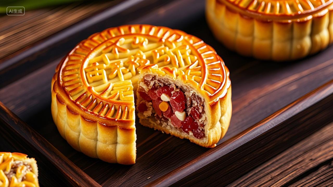 月饼中秋美食特写背景中秋节