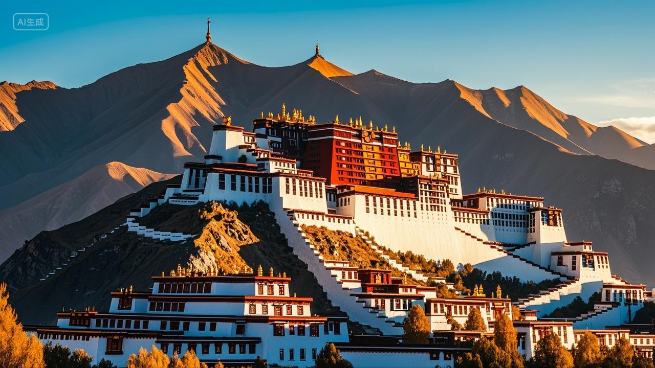 西藏布达拉宫古建筑风景旅游