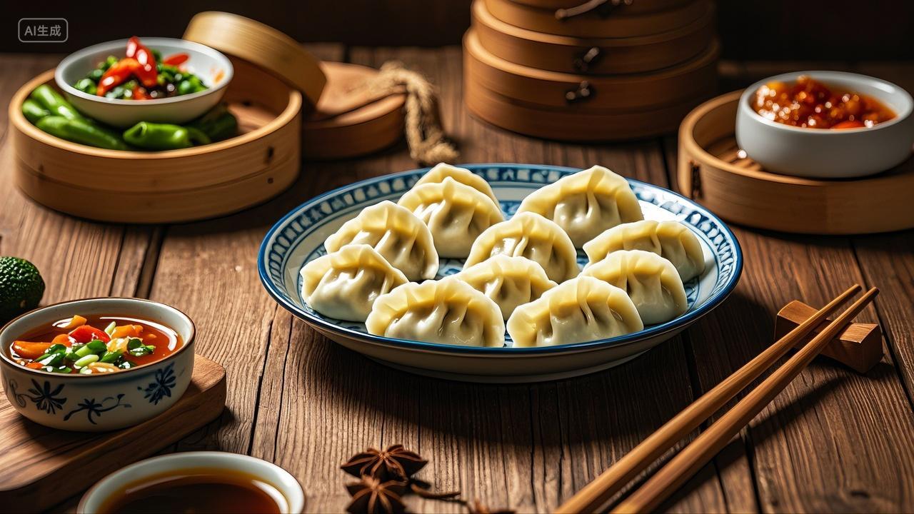 饺子餐饮美食背景春节冬至