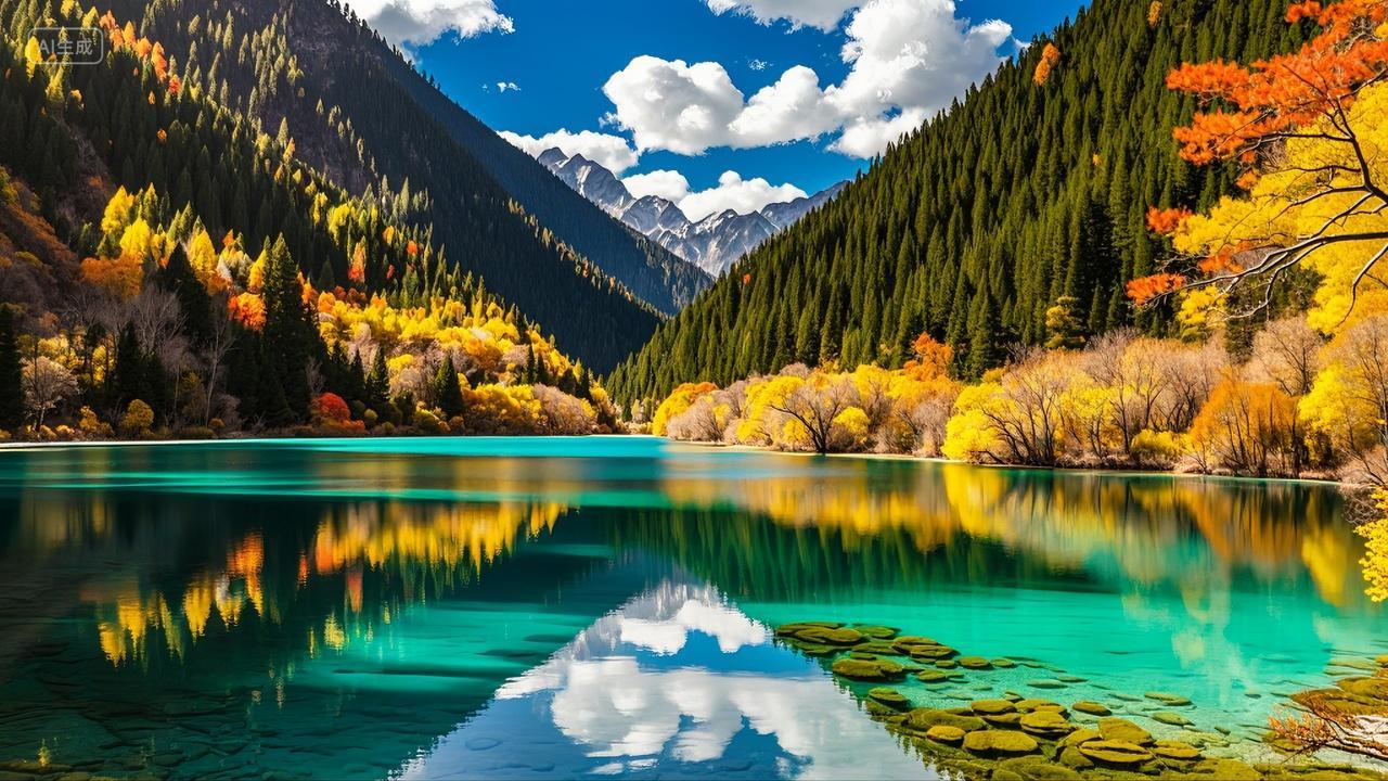 四川九寨沟五彩池自然保护区风景旅游