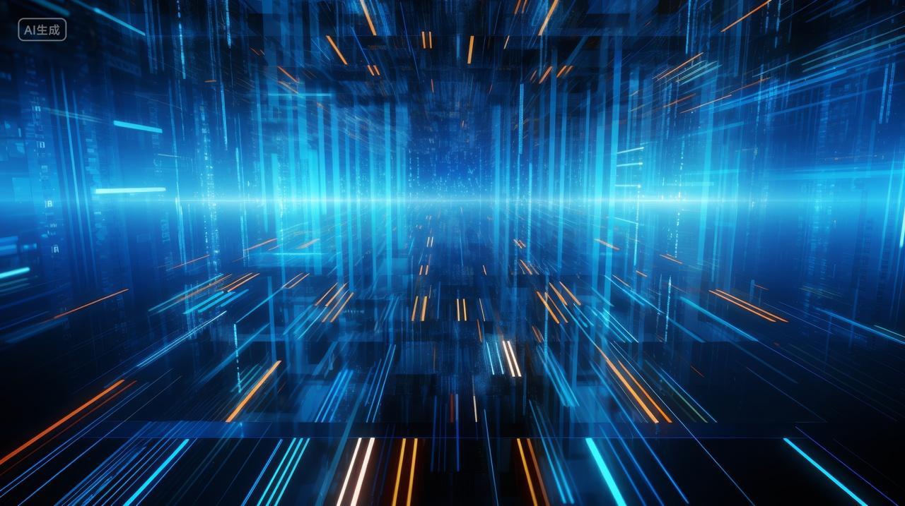 蓝色大数据科技几何光线背景