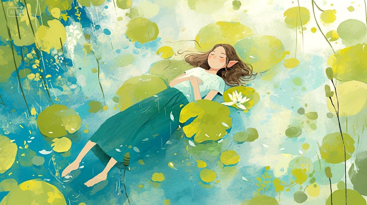 精灵轻卧荷叶畔